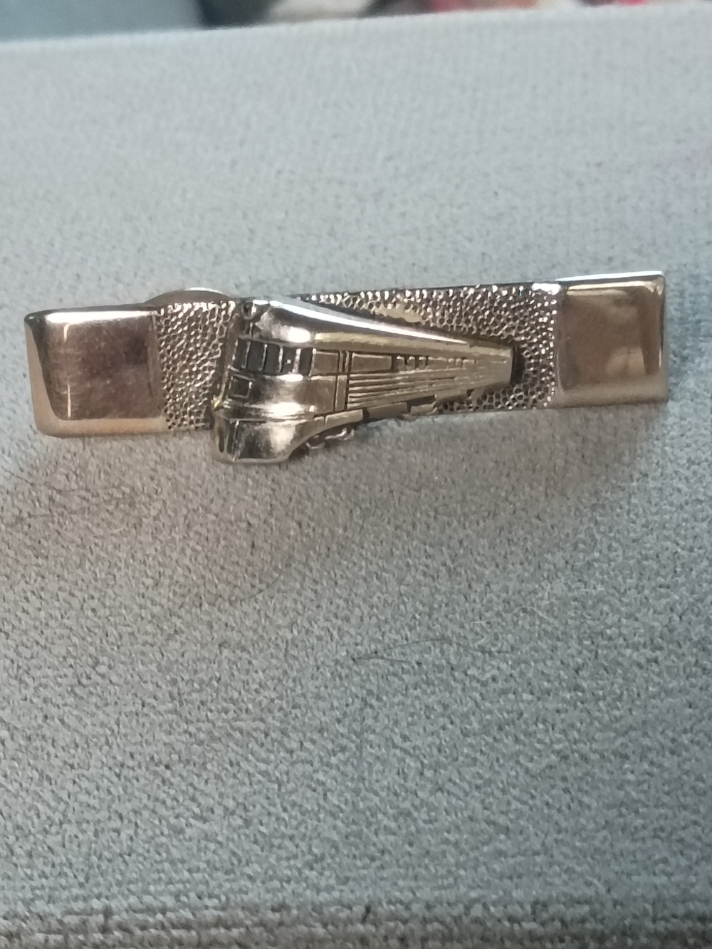 SWANK Silver Train Motif Tie Clip